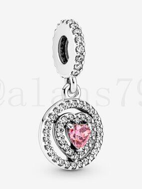Pandora Sparkling Double Halo Heart Dangle Charm